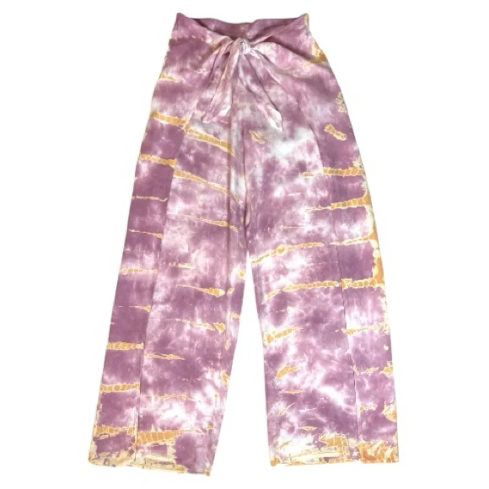 Young Fabulous & Broke Tie Dye Wide Leg Wrap Pants XS Pink Gold Beach Cover Up